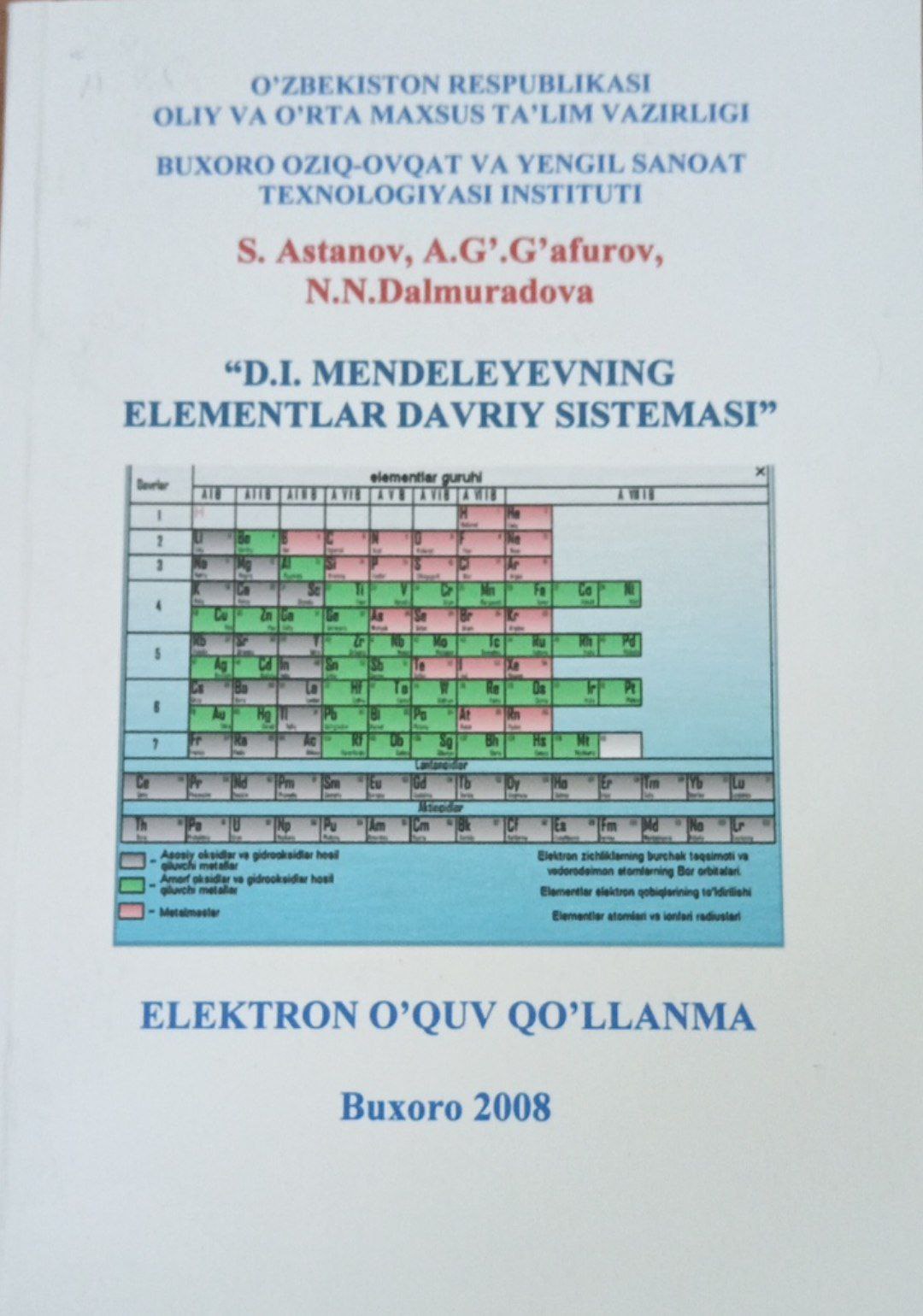 "D.I. Mendeleyevning elementar davriy sistemasi"