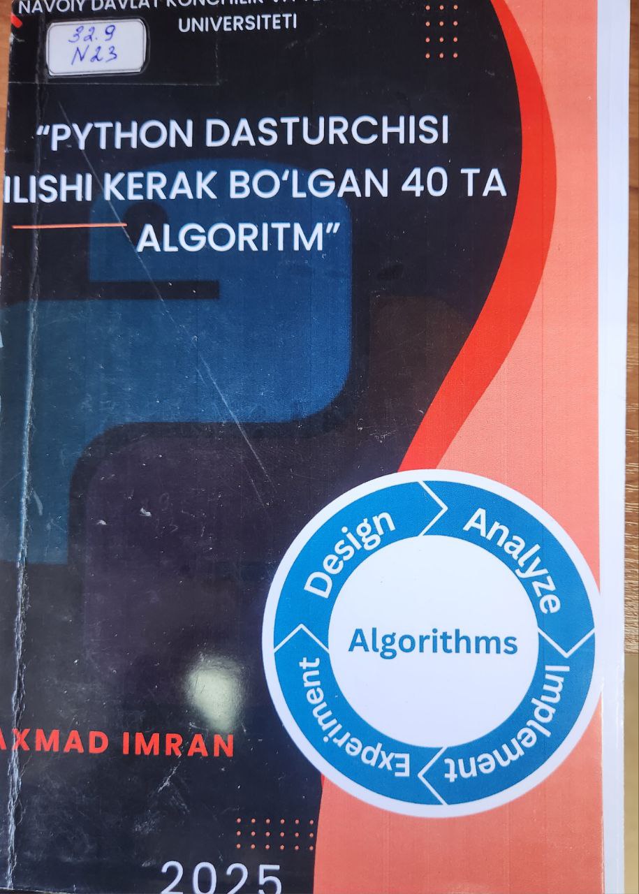 Python dasturchisi bilishi kerak bo'lgan 40ta algoritm